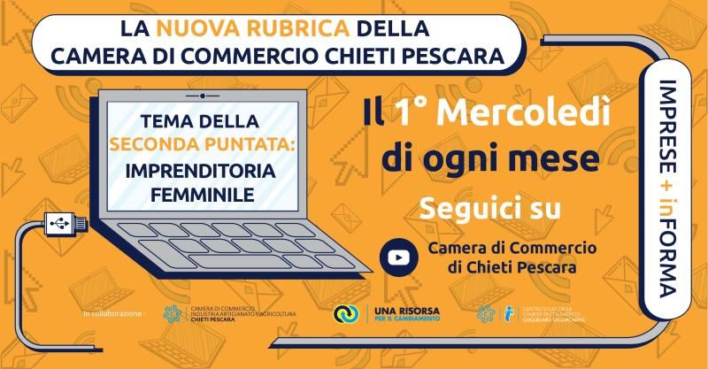 Copertina di Imprese+Informa, format della Camera di Commercio di Chieti-Pescara in collaborazione con il Centro Studi Tagliacarne